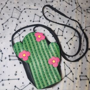 Cactus-Shaped Kids Crossbody Bag - Green and Pink